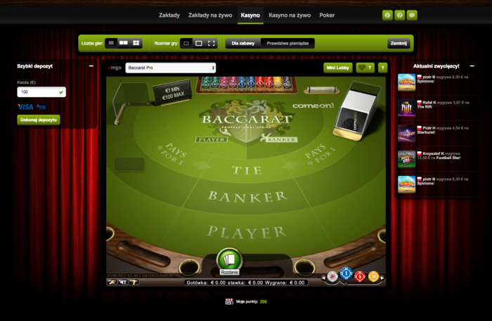 Baccarat w kasynie online ComeOn