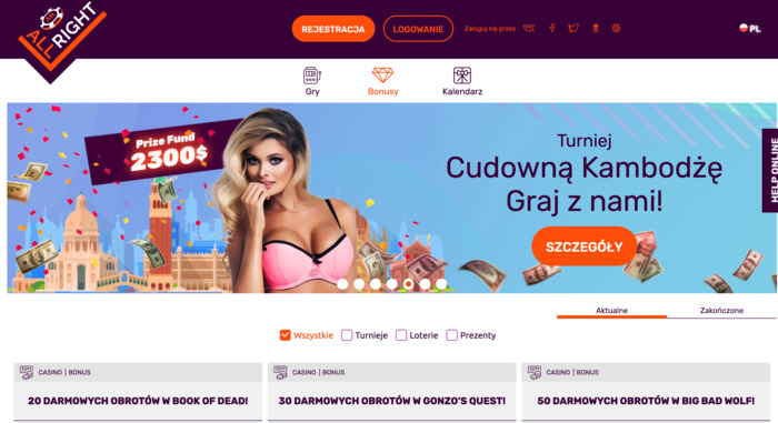 bonusy kasynowe All Right Casino