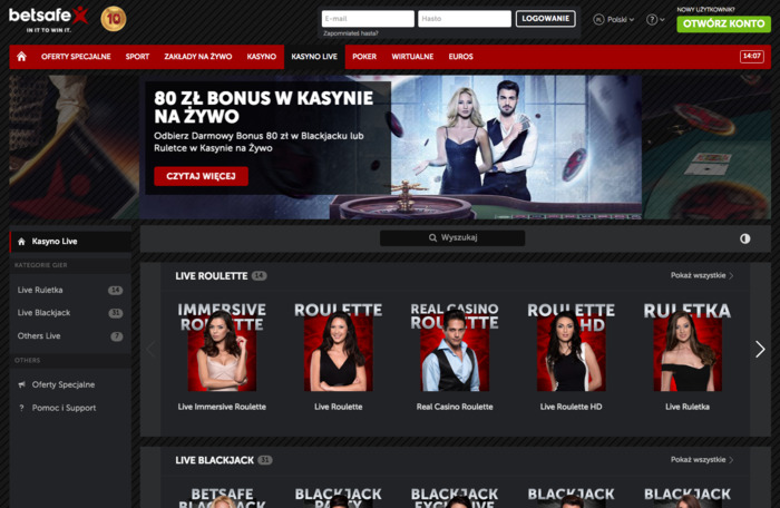 Kasyno live w betsafe online