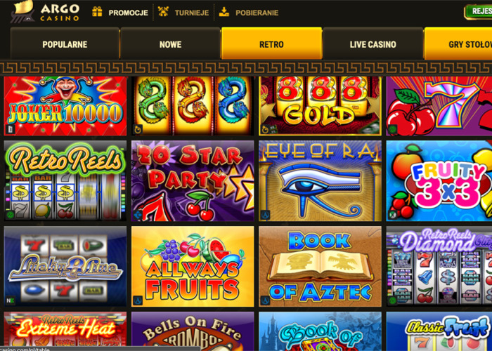 Maszyny kasynowe Argo Casino