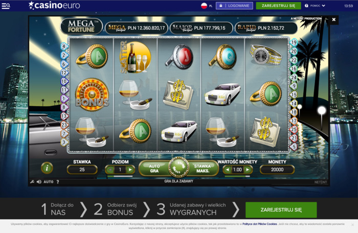 Mega Fortune z wysokimi jackpotami w Casino Euro