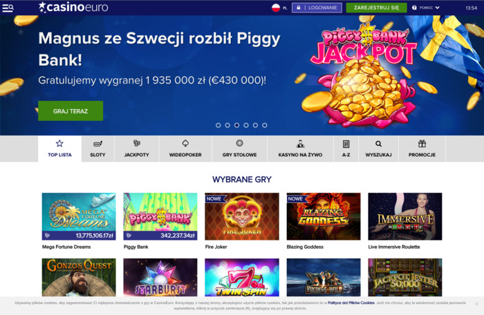 Najlepsze gry kasynowe online w Casino euro