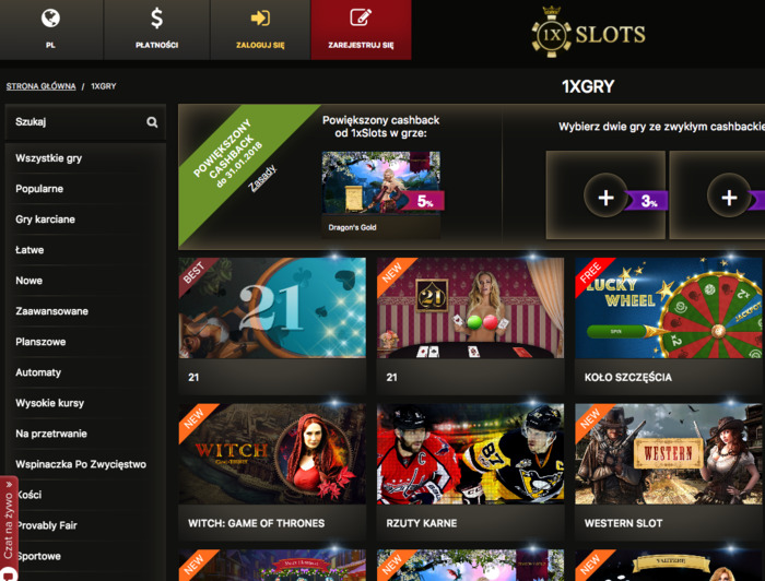 oferta gier kasynowych 1xslots