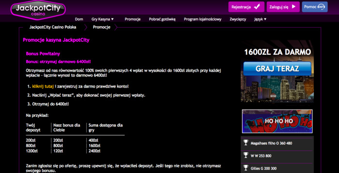 Promocje w kasynie Jackpot City