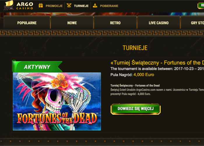 Turnieje kasynowe w Argo Casino