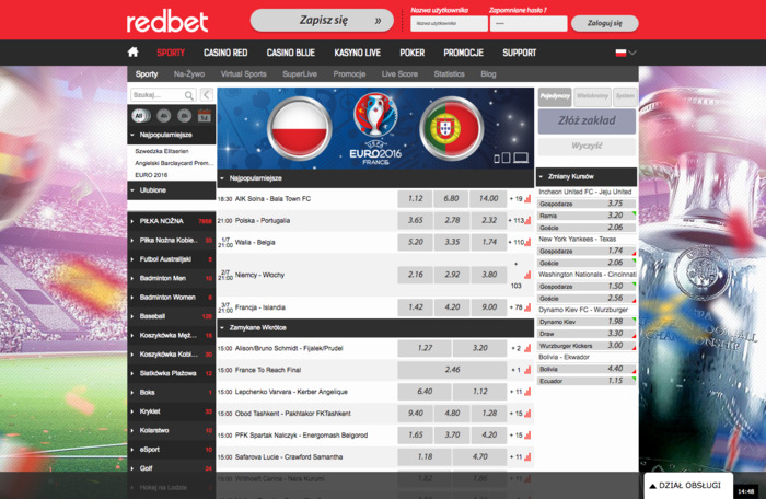 Zakłady sportowe na żywo online w Redbet